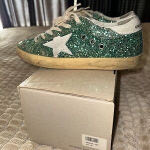 Green Glitter Superstar Golden Goose